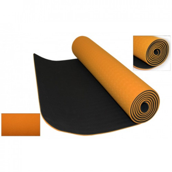 Коврик для Йоги ТПЕ 0,6 см(оранжевый) с чехлом